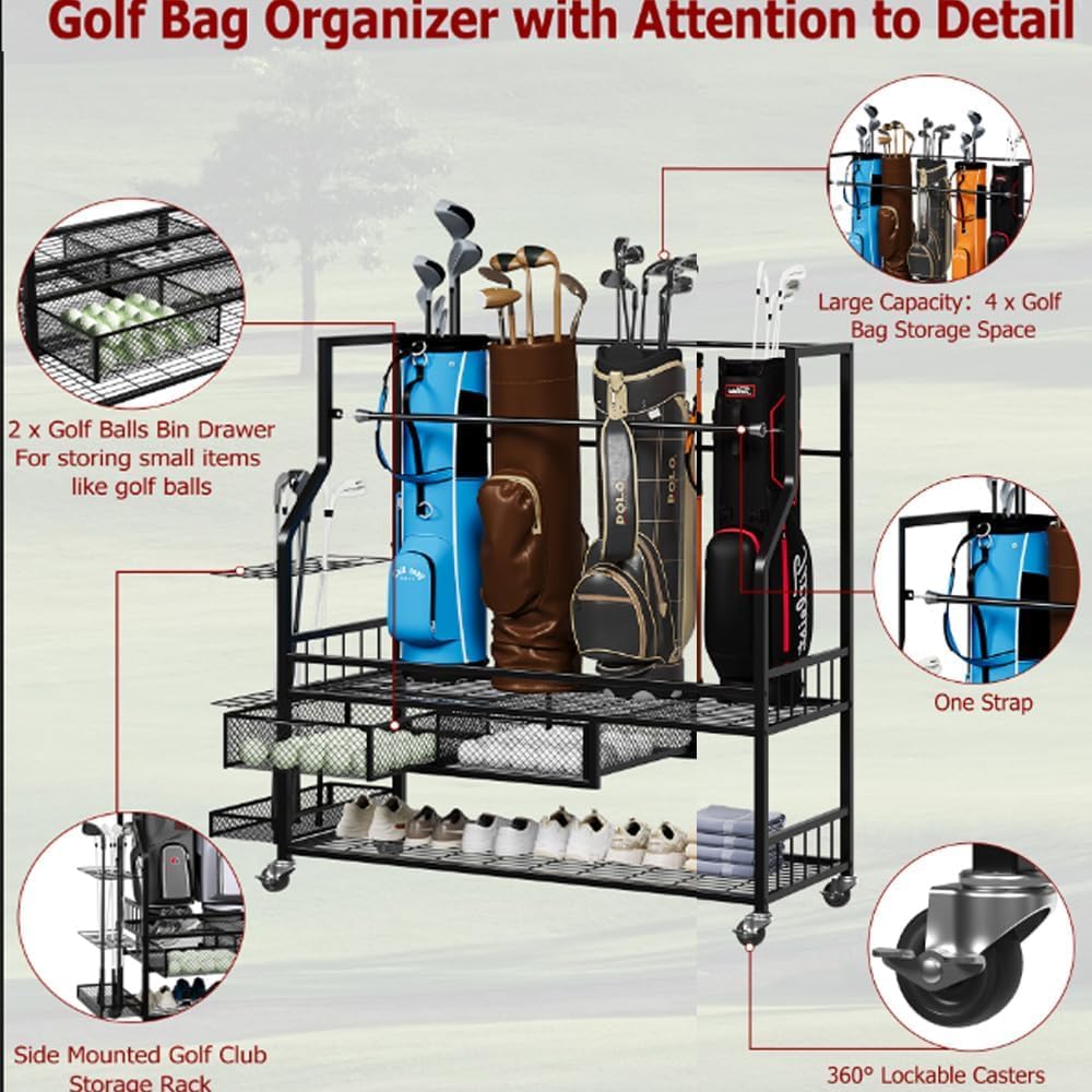 Çekmeceli Golf Çantası Saklama - Golf Equipment Garage Organizer incelemesi ve fiyatı